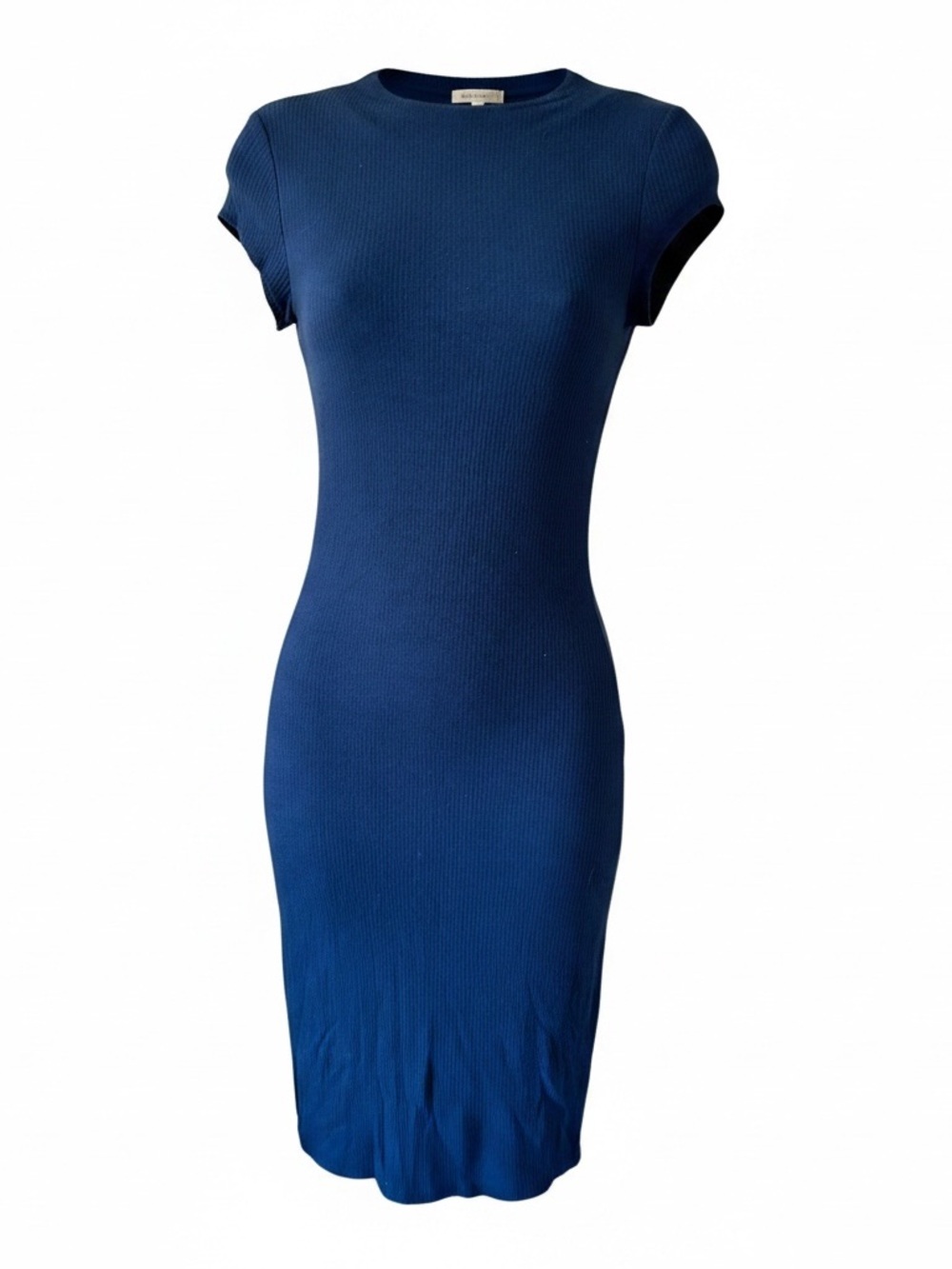 Joe & Elle Navy Short-Sleeve Ribbed Midi Dress - Picture 2 of 8